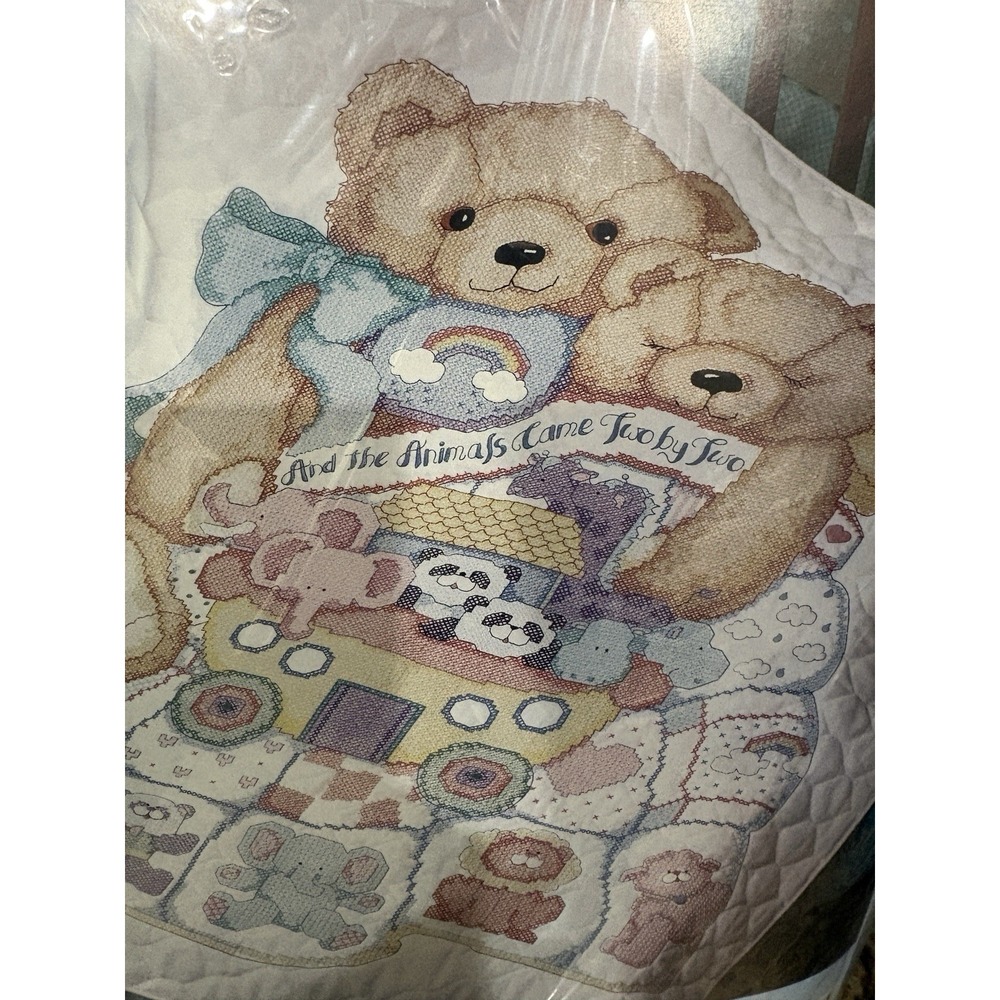 BUCILLA Kit Cross Stitch GOD BLESS BABIES 34"x43" Crib Quilt Blanket STAMPED OOP